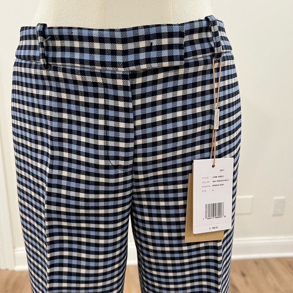 Michael Kors Collection High Waist Gingham Blue White Check Plaid Tailored Pants - Picture 11 of 16